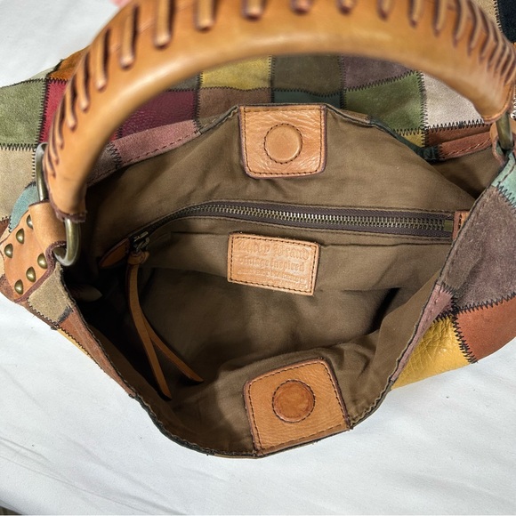 Lucky Brand Multicolored Patchwork Leather Hobo Tote Bag Boho - Picture 9 of 16